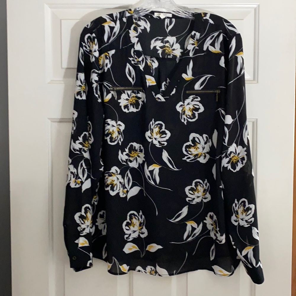 Black floral blouse
